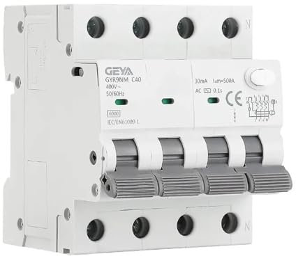 PVTLCYBI Disjoncteurs 3P + N 16A 25A 32A 40A 6KA, Type électromagnétique AC avec Protection Contre Les surintensités 30mA(4P 25A)