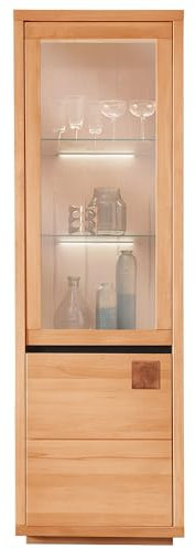 Lomadox Vitrine 65 cm breit Vitrinenschrank Standvitrine Wohnwimmerschrank Schrank Wohnzimmermöbel Buche massiv geölt