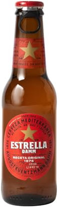 Estrella Damm - Cerveza Rubia | Sabor Clásico | Pack 12 Botellas de 20 cl. Abrefácil