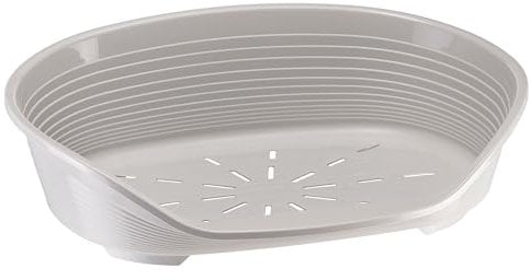 Ferplast Cat Bed, Plastic Dog Bed Medium, Ventilation Holes and Non-Slip Rubber Feet for Added Stability 82 x 59,5 x h. 25 cm. Grey