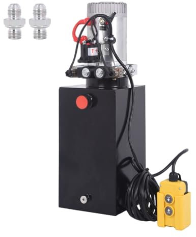 HOMIZEN 1600W Doppelwirkend Hydraulikaggregat Hydraulikpumpe 12V 10L Kippanhängerpumpe für Gabelstapler, Hubarbeitsbühnen