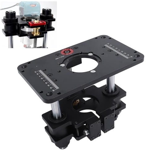 Garsent Router Lifting System, Precision Router Table Lifting for 3-1/2 Diameter Motor, 9-1/4'' X 11-3/4'' Plate and 3 Pieces Insert Ring Kit, Compatible with Bosch,Kreg,Skil,Porter