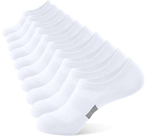 BUDERMMY Sneaker Socken Damen 35-38 39-42, Füßlinge Sneakersocken mit Rutschfest Silikon Laufsocken Kurze Unsichtbar No Show Socken Damen (DE/NL/SE/PL, Numerisch, 39, 42, Regular, Regular, Weiß)