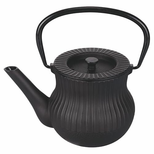 Teiera 1L in ghisa impugnatura pieghevole, filtro in acciaio inox, nero