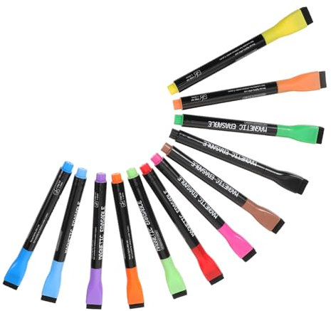 HAPINARY 1 Ensemble De Stylos Pour Tableau Yihui, Marqueurs De Peinture Magnétiques À Tête Fine Pour Enfants, Stylo Effaçable À Base D'Eau, Ensemble De 12 Couleurs, Petits Marqueurs