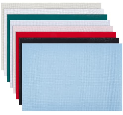 BENECREAT 8 Stück Aida Stoff 14 Fädig 45x30cm Kreuzstich Baumwollstoff Zum Sticken Handarbeiten Und Handgefertigtes Nähzubehör Zum Selbermachen Rechteck 8 Farben