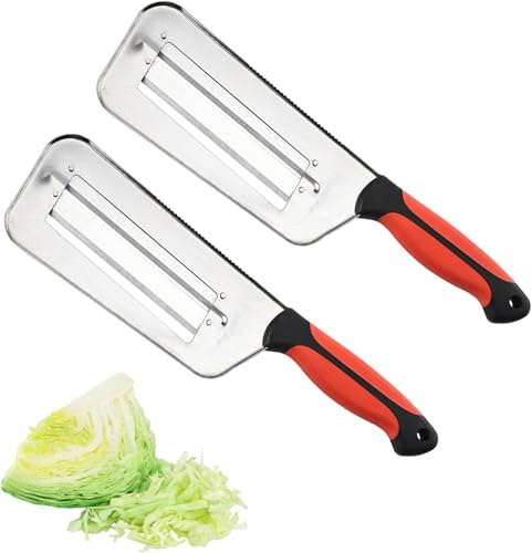 WLLWMYLY Gemüseschneider, Doppelschneider, 2 Scheiben, Schneidemesser, Fischschuppenreiniger, Messer, Kohl, Gurken, Karotten, Zwiebelschneider, Schäler, Shredder (Schwarz Rot, 2 STK)