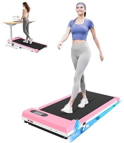HomeFitnessCode Walking Pad für Zuhause mit Neigung - Laufband Laufpad Steigung Walkpad Untertisch Elektrisch 1-8 KMH Walking Band, Rosa