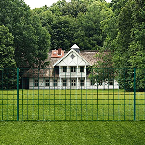 QJBSAVVA Maschendrahtzaun 20 m x 0,8 m grün aus PVC-Stahl, robust und wetterbeständig, inkl. 11 Pfosten, ideal als Hühnerzaun, Hundezaun oder Gartenzaun für Zuhause, Hof und Camping