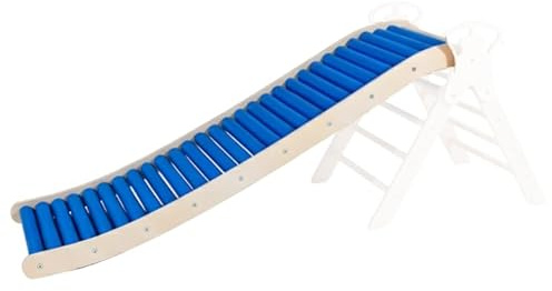 WoodsCraft - Rollenrutsche-Wellenrutsche [160cm] für Kletterdreieck, Sprossenwand & Kletterset | Indoor Rutsche & Kinderrutsche | Drehrollen für sensorische Vielfalt | Montessori Klettergerüst Indoor