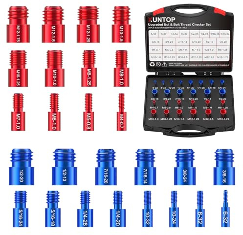 XUNTOP Set Misuratore Filettature 26pz Calibri (14 Pollici+ 12 Metrici)