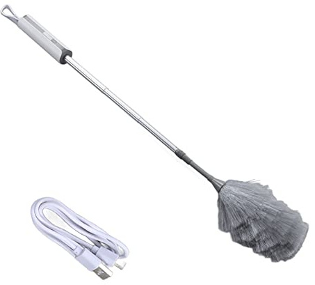 Plumero Eléctrico Recargable, Plumero de Mano Inalámbrico, 2 en 1 Aspiración y Cepillo, Ligero y Portátil para Limpieza de Hogar y Oficina