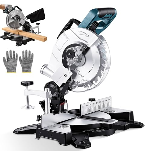 Kapp und Gehrungssäge für Makita 18V Akku, Professional Kapp-Zugsäge Metall Gehrungssäge mit Laser, 0-45° Schrägschnitte, 210mm Sägeblatt, Aluminium-Druckguss Tischplatte(Ohne Akku)