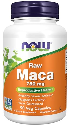 NOW Foods Supplements, Maca (Lepidium meyenii) 750 mg Raw, Reproductive Health*, 90 Veg Capsules