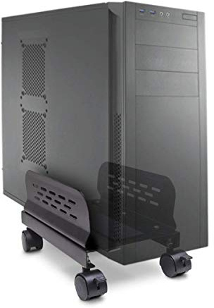 Syba Mobile Desktop Tower Computer Metal Floor Stand Rolling Caster Wheels with Ventilation and Adjustable Width from 6 to 10 Inches - SY-ACC65057