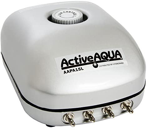 Hydrofarm Active Aqua Commercial Air Pump, 4 Outlets, 6W, 15 L/min