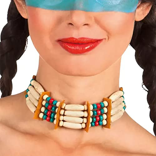 PARTY DISCOUNT ® Indianer-Halsband aus Perlen/Wildlederoptik