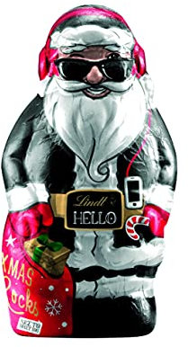 Lindt Schokolade HELLO Santa Xmas Rocks | 3 x 140 g | Weihnachtsmann aus feinster Vollmilchschokolade | Weihnachtsmann | Stylisches Design | Schokoladen-Geschenk zu Weihnachten