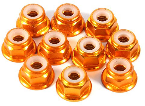 Sechskant-selbstsichernde Muttern 10 Stück M4-Mutter CNC-Aluminium Flansch Nylon selbstsichernde Metallmuttern Gold
