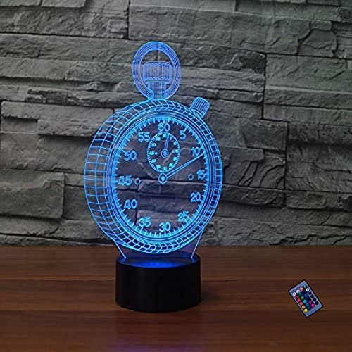 YTDZLTD Optische Täuschung 3D Wecker Nacht Licht 16 Farben Andern Sich Fernbedienung USB-Strom Touch Schalter Dekor Lampe LED Lampe Tisch Kinder Geburtstag Weihnachten Geschenk