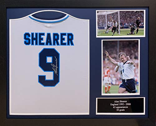 Allstarsignings Framed Alan Shearer England Euro 96 signed shirt with COA and proof.