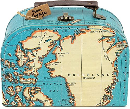 Sass and Belle Kleiner Koffer / Pappkoffer / Geschenkverpackung, Design: Vintage Map, Größe: S / Klein