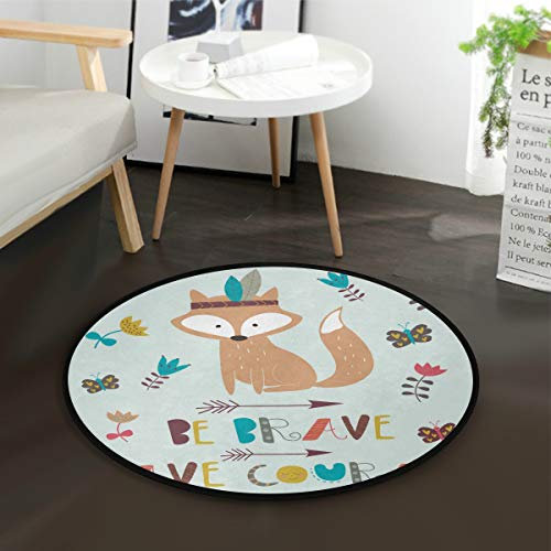 Mnsruu Indischer süßer Fuchs mit Pfeilen, runder Teppich, rutschfest, bequem, rund, Boden-Teppich für Wohnzimmer, Schlafzimmer, 92 cm Durchmesser