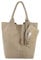 Made IN Italy Damen XXL Leder Tasche Wildleder Shopper Schultertasche Schmucktasche Taupe
