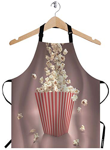 WONDERTIFY Popcorn-Schürze, Popcorn-Schürze, gestreift, klassisches Paket, rotes Kino-Design, Latzschürze mit verstellbarem Hals für Männer und Frauen, geeignet für Zuhause, Küche, Koch, Grillschürze