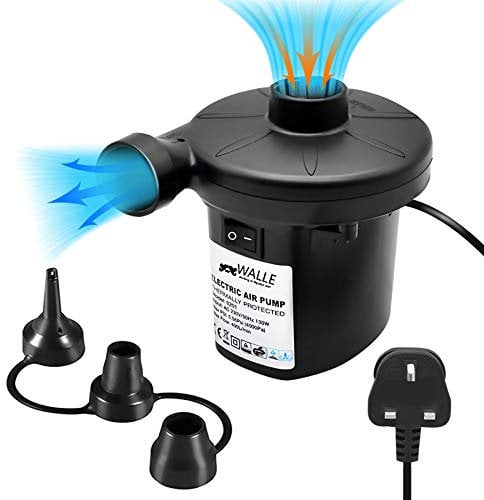 WALLE Electric Air Pump for Inflatable Quick Electric Pump with 3 Nozzles for Air Mattresses Boats Swimming Ring Airbeds Inflatables 230V AC 130W