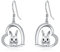 LONAGO Kaninchen Ohrring 925 Sterling Silber Süßes Häschen im Herzen Ohrhänger Schmuck für Frauen