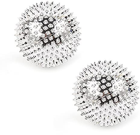 Layhou 2 Stück Magnetische Akupressurkugeln Igelball Massageball Magnetic Spiked Massage Ball - Mittel 47mm Durchmesser - Akupressur Massagegerät (Silber(47mm))