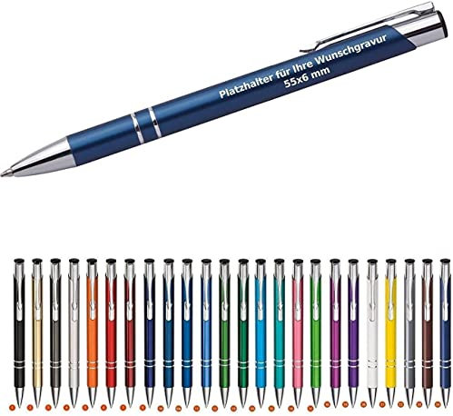 WPRO Kugelschreiber Cosima im 100er-Set, gelb – personalisierbar mit Gravur, aus Metall, mit blauschreibender Großraummine - ideal als Werbegeschenk, für Büro, Messen oder Kundenpräsente