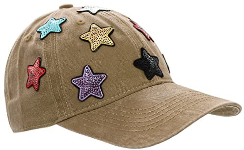 dy_mode Damen Kappe Basecap Baseball Cap Mütze Schirmmütze mit Pailletten - K101 (K101-Beige)