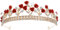 Sibba Kronen Tiara Stirnband Prinzessin Königin Fee Abschlussball Geburtstag Rote Edelsteine Blume Strass Golden Crown Kopfschmuck Haarband Festzug Weihnachten Hochzeit Braut Kopfbedeckung Frauen