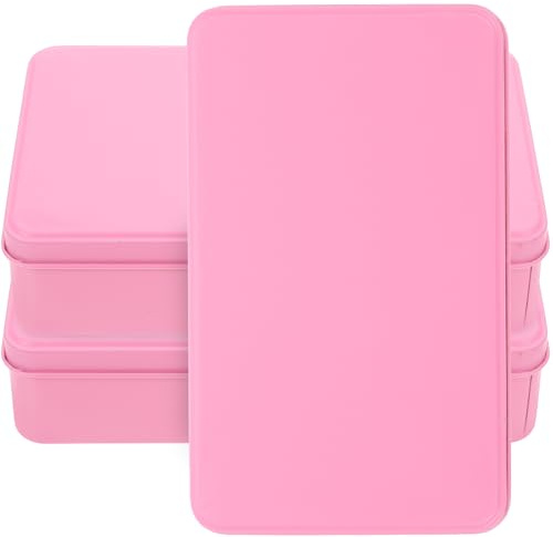 3-Teilige Rechteckige Blechdose Mit Deckel - Große Weißblechbox Für Aufbewahrung, Geschenkverpackung, Süßigkeiten, Kosmetika, Münzen, Schmuck, Tee - Rosa