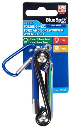 Blue Spot Tools 15313 9 PCE Folding Hex, Torx and Screwdriver Wrench Set