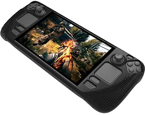 HUAYUWA Silikonhülle (Schwarz1) Kompatibel für Steam Deck, Stoßfeste Schutzhülle für SteamDeck Konsole Rutschfestes Anti-Kollision Zubehör