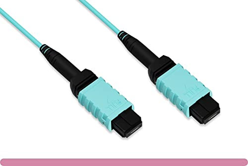 RiteAV - MPO hembra a MPO hembra OM4 multimodo de 12 hebras cable de fibra óptica (tipo B) 10 Gb/s, 40 Gb/s y 100 Gb/s (15 metros (50 pies))