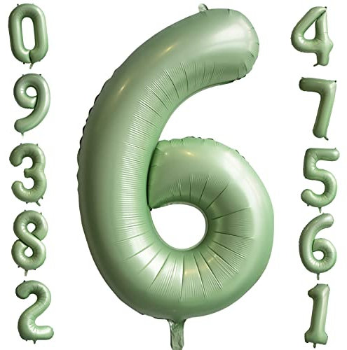 40 Zoll Salbei Grün Zahl 6 Ballon Giant Helium Folie Zahl Ballons Große Geburtstag Ballons Alter Ballon Olivgrün Digital Ballon für Jungen Mädchen Geburtstag Jahrestag Graduierung Party Dekorationen