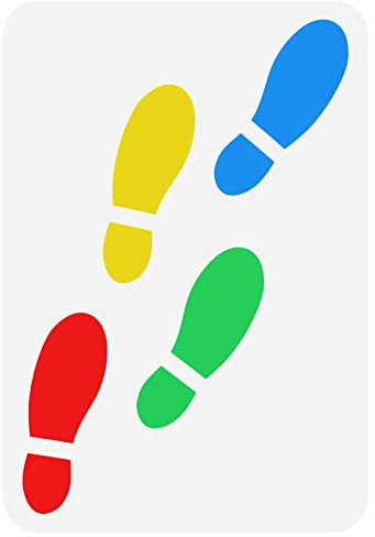 FINGERINSPIRE Fußabdruck Schablone 29.7x21 cm Wiederverwendbare Fußabdruck Symbol Schablonen Zum Malen Aushöhlen 4 Fußabdruck Zeichnungsschablonen PET Schuhabdruck Schablone Für Die Wand Böden