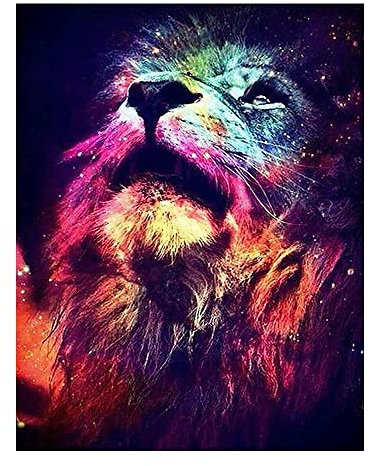 DCIDBEI Löwe Diamond Painting - Groß 40x50cm Malen Nach Zahlen Für Erwachsene Und Kinder - 5D Sternzeichen Universum Mit Eckigen Steinen