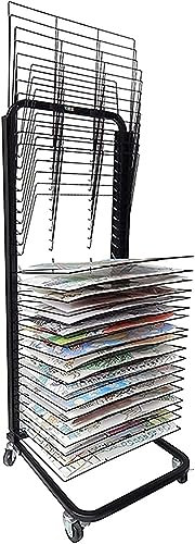 Trockenständer Mobiler Papier-Trockenständer, platzsparendes Regal, Klassenzimmer-Kunst-Trockenständer mit 25 Regalen, Trockenstaffelei Art Studio, for die Aufbewahrung von Papierzeitschriften im A3-