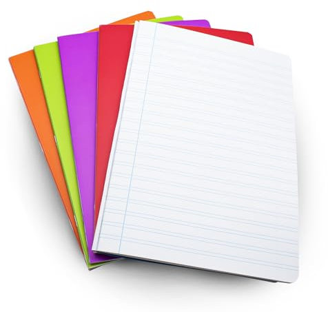 DOJA Barcelona : Notizbuch DIN A4 Lineatur 3 : Kunststoff Cover : 48 Blätter : 5er Pack : Geheftetes Schreibheft A4 zum Zeichnen, Studieren, Arbeiten : Schulheft A4 für Studenten und Berufstätige