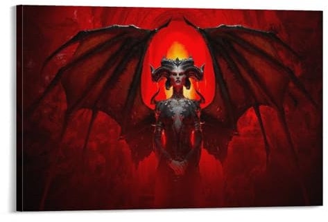 Generic Diablo 4 Lilith 2 Posterdruck, Kunst-Wandgemälde, Leinwandposter, moderne Schlafzimmer-Dekoration, 60 x 90 cm, für Wohnzimmer, Schlafzimmer, Büro, Badezimmer, Esszimmer, Küche, Bar