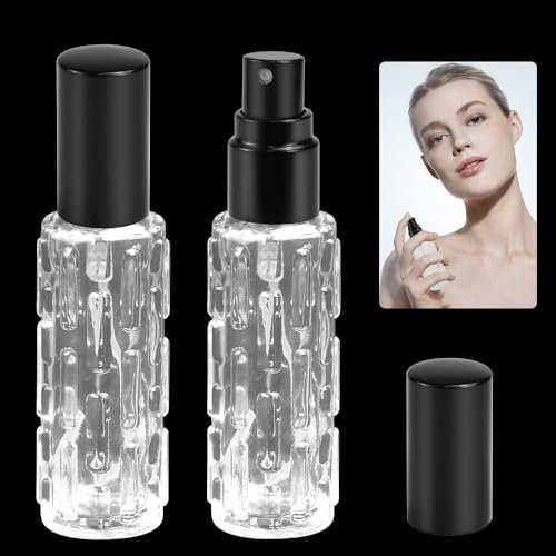 SLTAXAR Atomizador de Perfume Recargable 10ml, 2 PCS Frascos de Vidrio para Perfume Pulverizador Perfume Portátil Botella de Spray de Perfume Alcohol Líquido Emulsión para Mujeres y Hombres- Negro