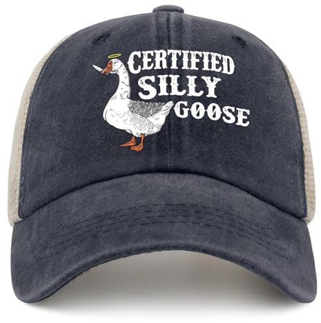 Lustiger Gänsehut, alberne Gans auf der lockeren Trucker-Mütze, Damen, Vintage-Mesh-Kappe für den Sommer, Marineblau, Größe 23, Einheitsgr��e