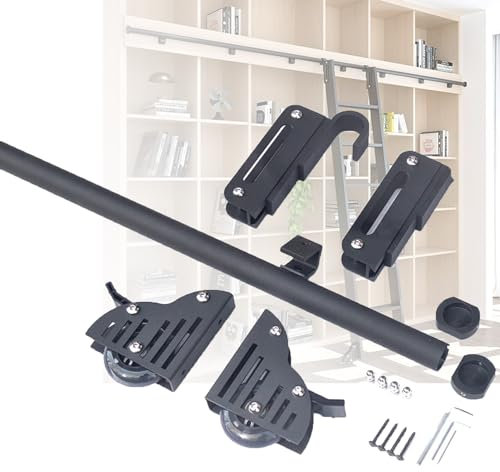 Schiebeleiter-Bibliothek, Komplettes Hardware-Set, Rollschiene Mit Bodenrollen (Keine Leiter), Geeignet for Dachboden/Bibliothek (nur Leiterstärke 2,5 cm). (Size : 500cm/16.4ft)