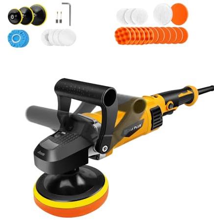 Poliermaschine für Auto, Auto Politur Set, Exzenter Poliermaschine, 150mm-180mm Tellerdurchmesser, 6 Variable Geschwindigkeit, Mini Poliermaschine, Scheinwerfer Polierset, Poliermaschine Auto