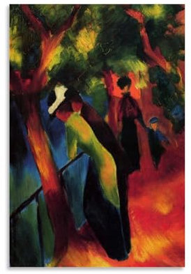 OqcEha August Macke Kunstdruck auf Leinwand, Motiv: Sonniger Weg, dekoratives Schlafzimmer, modernes Zuhause, 40 x 60 cm